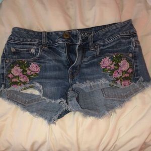 Floral jean shorts